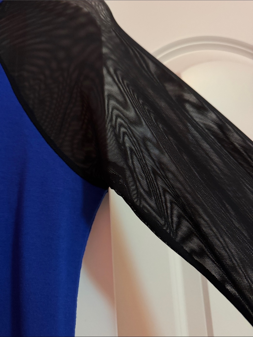 Forever 21 Royal Blue Dress with Black Mesh Sleeves - Picture 2 of 3